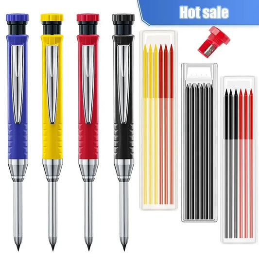 2.8mm Solid Carpenter Pencil Mechanical Pencil with Built-in Sharpener Carpentry Long Head Carpenter Pencil Stationery Supply